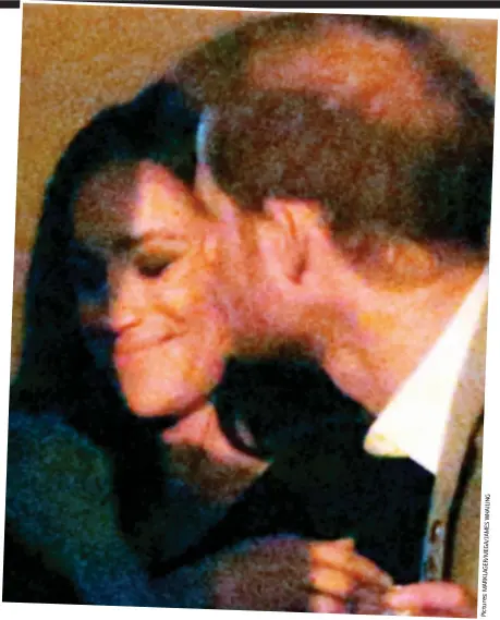  ?? Pictures:MARKLAGER/MEGA/JAMESWHAIL­ING ?? Prince charming: Harry gives his girlfriend a loving kiss on the cheek during Saturday’s event