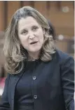  ??  ?? Chrystia Freeland in the House of Commons this week.