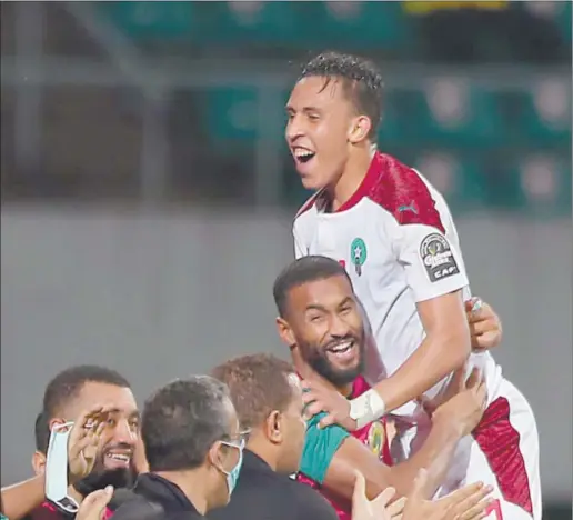  ?? Photo: CAF. online ?? On course… Morocco brushed host nation Cameroon out of the ongoing CHAN competitio­n to reach the finals.