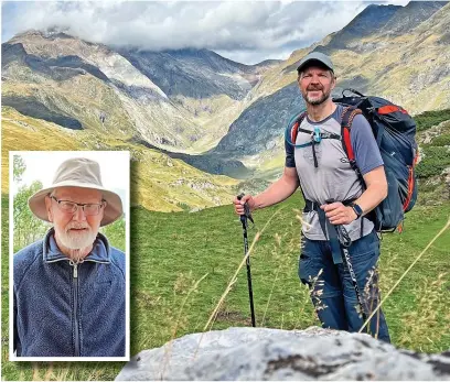  ?? ?? ●●Patrick Davies on his Pyrenees hike and (inset) his dad Roy