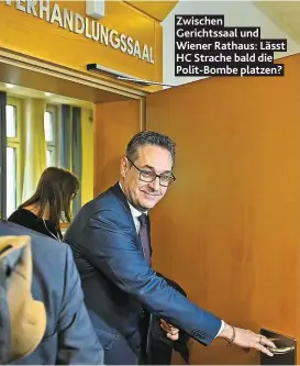  ??  ?? Zwischen Gerichtssa­al und Wiener Rathaus: Lässt HC Strache bald die Polit-Bombe platzen?