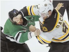  ?? AP PHOTO ?? IN YOUR FACE: David Backes battles Stars winger Jamie Benn during yesterday’s game in Dallas.