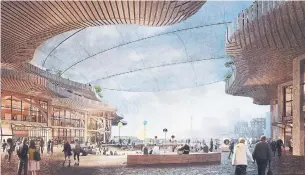  ?? SIDEWALK LABS ?? An artist’s rendering shows plans for Google’s Canadian headquarte­rs on Villiers Island.