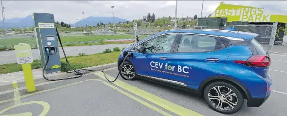  ??  ?? In B.C. the goal is to hit an electric-vehicle selling target of five per cent of light-duty vehicles sold by 2020 and the CEVforBC incentive program is helping to make this happen.