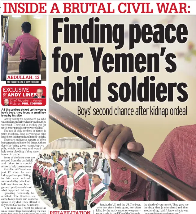  ??  ?? ABDULLAH, 13 He escaped and is at the school REHABILITA­TION Ex-child soldiers graduating from centre