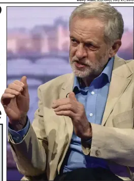  ??  ?? Frontrunne­r: Corbyn on the Andrew Marr show yesterday