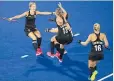  ?? Picture / Greg Bowker ?? Black Sticks captain Stacey Michelsen (left) celebrates.