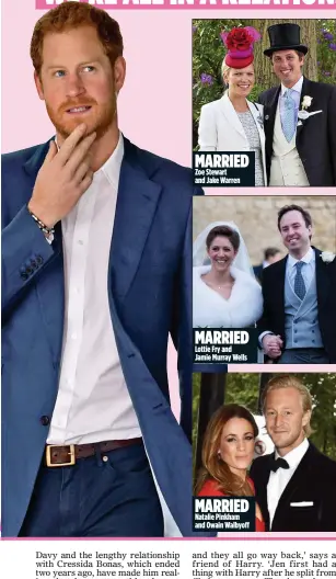  ??  ?? MARRIED Zoe Stewart and Jake Warren MARRIED Lottie Fry and Jamie Murray Wells MARRIED Natalie Pinkham and Owain Walbyoff