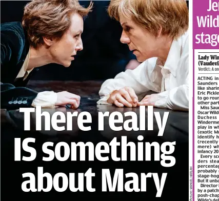  ??  ?? Face to face: Lia Williams (left) and Juliet Stevenson as Elizabeth I and Mary Stuart