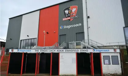  ??  ?? Football League grounds such as Exeter’s have been closed to the public since last Friday. Photograph: Dan Mullan/Getty Images