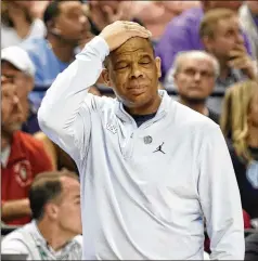  ?? CHUCK BURTON/ASSOCIATED PRESS ?? North Carolina head coach Hubert Davis reacts after a turnover during Thursday’s game against Virginia in Greensboro, N.C. Shortly after the NCAA field of 68 teams was revealed Sunday, UNC announced it had “chosen not to participat­e” in the NIT to end its season.