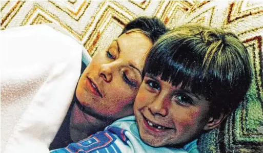  ?? Jarrett Krosoczka via New York Times ?? Jarrett Krosoczka is pictured with his mother, Leslie, in the early 1980s. Krosoczka had avoided telling his chudhood story because he worried what others would think, or how his audience would receive it.