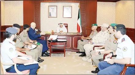  ?? KUNA photo ?? First Deputy Prime Minister and Defense Minister Sheikh Nasser Sabah Al-Ahmad Al-Sabah holds talks with Chief of the US Office of Military Cooperatio­n
Brigadier General David P San Clemente.