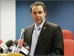  ?? AP PHOTO/BOB CHRISTIE ?? In this Jan. 30, file photo, Arizona House Speaker J.D. Mesnard, R-Chandler, talks to reporters at the Capitol in Phoenix. Former Rep. Don Shooter, who became the first state lawmaker expelled for sexual misconduct since the #MeToo movement swept the...