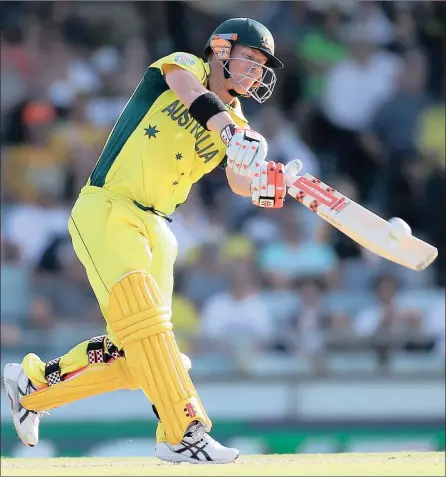  ?? PICTURE: GETTY IMAGES ?? OUT THE PARK: David Warner was at his brutal best as he hit his highest ODI score of 178 for Australia yesterday as they took World Cup rookies Afghanista­n apart at the WACA in Perth. Australia won by a record 275 runs after posting the biggest World...