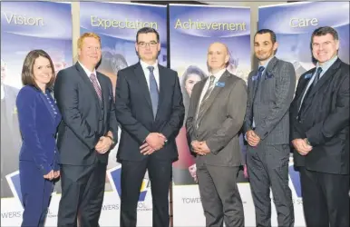  ?? Picture: Tony Flashman FM2975819 ?? New head teacher Richard Billings, third left, with, from left, senior leadership team Tara McVey, Chris Brett, Justin Davey, Rob Gaygan and David Leddington