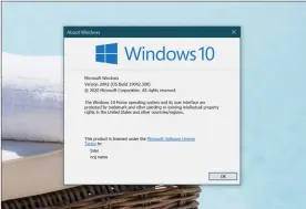  ??  ?? So far, the official version number of Windows 10 20H2 is... 20H2.