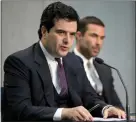  ?? ANDREW MEDICHINI — THE ASSOCIATED PRESS FILE ?? Tommaso Di Ruzza, then director of the Vatican Financial Informatio­n Authority, left.