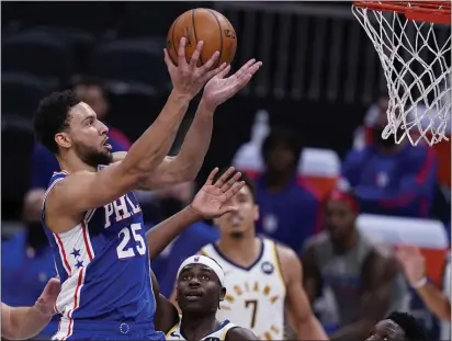  ?? DARRON CUMMINGS — THE ASSOCIATED PRESS ?? Sixers’ Ben Simmons (25) shoots during last Friday’s preseason game against the Pacers in Indianapol­is.