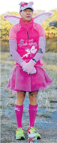  ?? Pictures: SUPPLIED ?? ON A MISSION: Mike Webb, also known as The Pink Fairy has, to date, raised over R300 000 for the King William’s Town SPCA, by running the Comrades Marathon dressed in pink, complete with fairy wings.