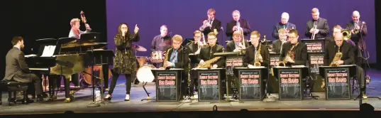  ?? SHOUT SECTION BIG BAND ?? Trumpet player Brett Dean (back row, right) is director of Shout Section Big Band, which performs on April 3 in Lockport, Ill., and April 7 in Portage, Ind.