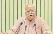  ?? PTI ?? RSS chief Mohan Bhagwat speaks on the opening day of a threeday lecture series in New Delhi on Monday.