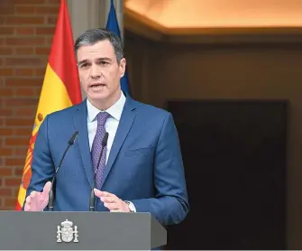  ?? GOVERNO DA ESPANHA/DIVULGAÇÃO ?? Pedro Sánchez antecipou eleições para que o povo decida se quer outro partido no poder