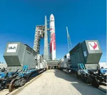  ?? UNITED LAUNCH ALLIANCE ?? The Vulcan Centaur rocket for United Launch Alliance’s Certificat­ion-1 mission rolls to the launch pad at Cape Canaveral Space Force Station’s Space Launch Complex 41 on Friday.