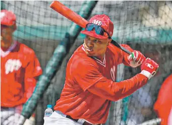  ?? ?? Robinson Canó durante su primera sesión de bateo en el Estadio Alfredo Harp Helú.