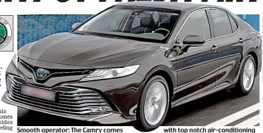  ??  ?? Smooth operator: The Camry comes with top notch air-conditioni­ng