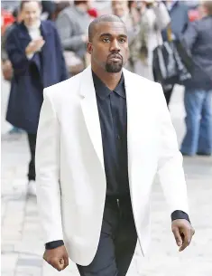  ??  ?? Kanye West is suing various syndicates of insurer Lloyd’s of London, alleging they are stalling on paying out claims