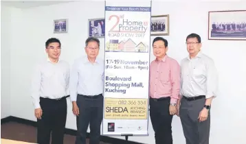  ??  ?? (From left) Sheda Kuching branch sub-committee member Peter Pau, Dr Tan, Sim and Sheda Kuching general manager Tan Teck Kian posing for a photo.