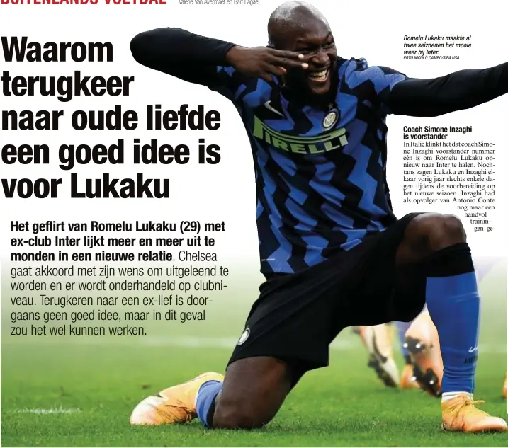  ?? FOTO NICOLÒ CAMPO/SIPA USA ?? Romelu Lukaku maakte al twee seizoenen het mooie weer bij Inter.