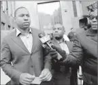  ?? By Louis Lanzano, AP ?? Hate-crime case: Delmon Young, leaving court in April, is charged with a misdemeano­r.