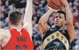  ?? RICK MADONIK TORONTO STAR ?? Raptors guard Kyle Lowry has already set a franchise high for three-pointers this season.