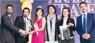  ??  ?? (L-R): Ali Bin Masood, Sales Executive; Umar Khan, Sales Manager; Dr. Tanushree Pandey, Gladrags Mrs. India 2015; Sumeera Bahl, Director, Durga Das Publicatio­ns Middle East; Shaeena Patel, Corporate Sales Manager and Aamir Basheer, Sales Manager