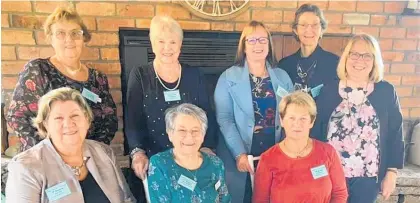  ?? ?? Two former Rural Women presidents, Jennifer Gravatt (left) and Olwyn Verhoef, catch up.
Executive Committee members with Barbara Kuriger at the 75th celebratio­n of Waipa King Country Rural Women NZ. Back: Denise Powell (left), Patricia Bayley, Barbara Kuriger, Raewyn Marwood. Front: Sue Hall (left), Ann Rawson, Elizabeth Morgan, Barbara Burden.