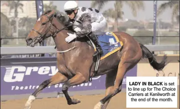  ??  ?? LADY IN BLACK is set to line up for The Choice Carriers at Kenilworth at the end of the month.