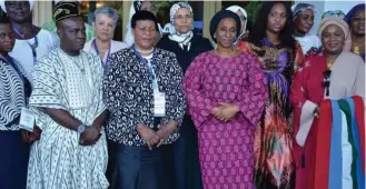  ?? Photo: State House ?? Representa­tive of the president’s wife, Mrs. Dolapo Osinbajo, wife of the vice president (3rd right) with female delegates of the Africa Parliament­ary Union led by the Senate President of Zimbabwe, Mabel Chinomona (3rd left), during the delegates’ visit to the State House in Abuja yesterday. With them is the Senior Special Assistant to the President on National Assembly matters (Senate), Ita Enang (2nd left)