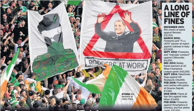  ??  ?? STORM IRA banners at Celtic Park