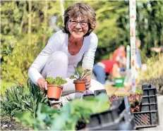  ?? RP-FOTO: STEPHAN KÖHLEN ?? Freut sich über die positive Entwicklun­g des Bürgergart­ens: Mitinitiat­orin Annegret Wahlers.