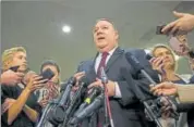  ?? AFP ?? Secretary of state Mike Pompeo speaks to the press after briefing members of the Senate on USSaudi relations.