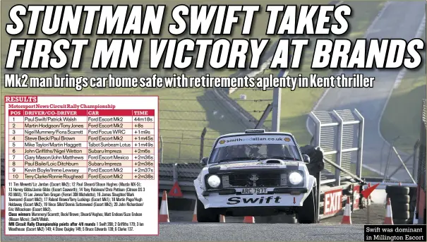  ?? Photos: Gary Hawkins, M & H Photograph­y ?? Swift was dominant in Millington Escort