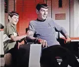  ?? VIA NIMOY ARCHIVE/CBS ?? Leonard Nimoy, who originated the role of Spock, with his son Adam on the ‘‘Star Trek’’ set.