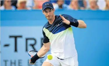  ?? ATKINS/GETTY IMAGES Picture:MARC ?? COMING BACK: Andy Murray in action during day two of the Fever-Tree Championsh­ips at Queens Club in London on Tuesday