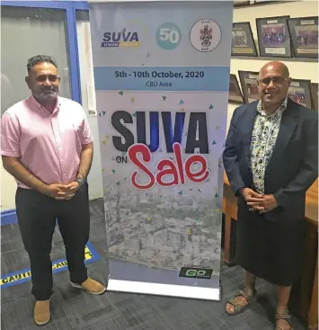  ?? Photo: Maraia Vula ?? Suva Retailers Associatio­n president Vinay Kumar and Suva City Council Board of Special Administra­tors Chairman, Isikeli Tikoduadua on September 22, 2020.