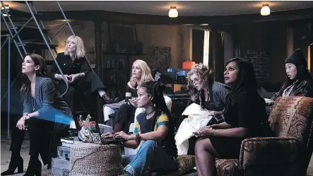  ?? PHOTOS: WARNER BROS. ?? Sandra Bullock, left, Cate Blanchett, Sarah Paulson, Rihanna, Helena Bonham Carter, Mindy Kaling and Awkwafina in Ocean’s 8. The heist film gets a female makeover this spring.