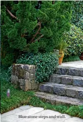  ??  ?? Blue stone steps and wall.