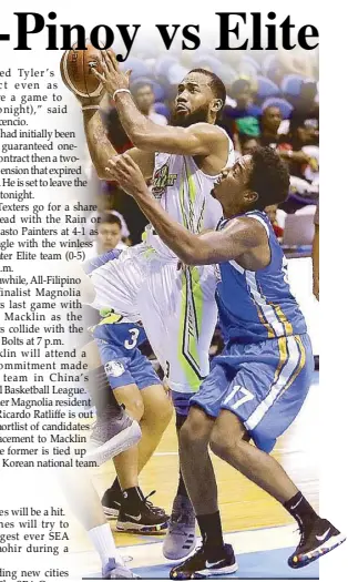  ??  ?? GlobalPort Batang Pier’s Stanley Pringle eludes Kenneth Ighalo of NLEX Road Warriors for a drive during their PBA Commission­er’s Cup match at the Smart Araneta Coliseum. The Batang Pier won, 116-94.