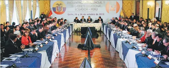  ?? CORTESÍA ?? Reunión. Los equipos técnicos de Perú y Ecuador venían trabajando desde hace varias semanas los cinco ejes que fueron tratados durante la Cumbre Binacional que concluyó ayer.